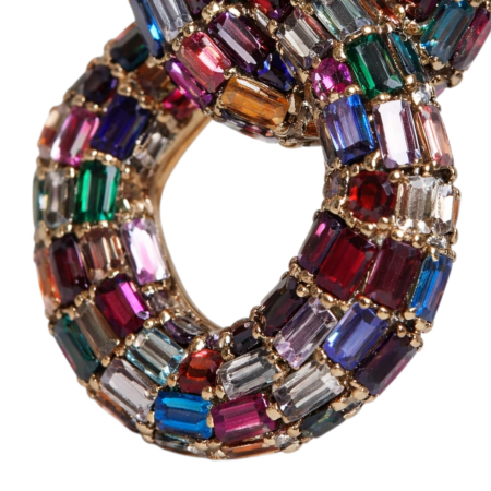 Cercei eleganti supradimensionati cu cristale multicolore si model cerc dublu [1]