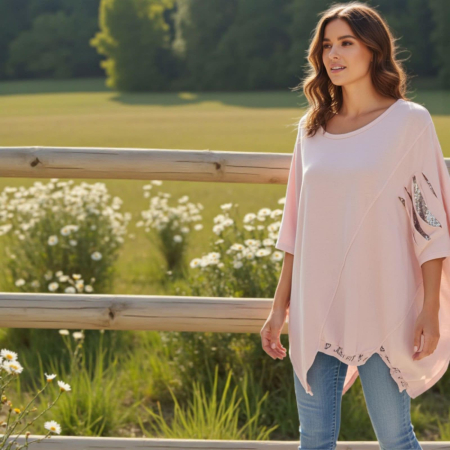 Imbracaminte - Bluza asimetrica din bumbac cu taieturi decorative si paiete