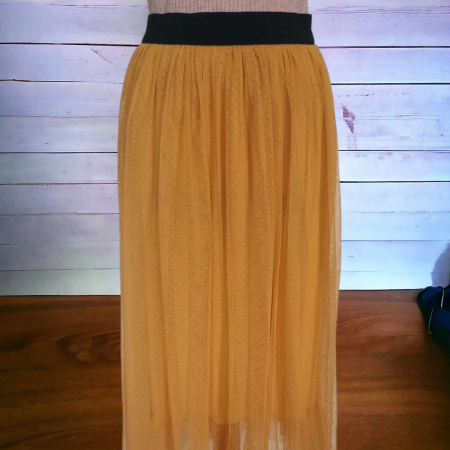 Fuste tulle - Fusta Lunga din Tulle cu Banda Elastica in Talie