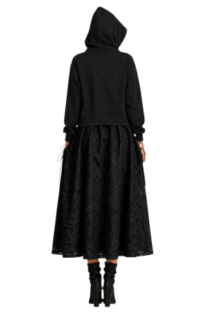Rochie din bumbac tip  hanorac cu  dantela neagra [2]