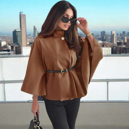 Poncho sezon rece - poncho-pentru-sezonul-rece-cu-curea-si-nasture-la-decolteu