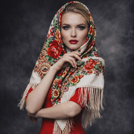 Sal tip gipsy cu imprimeu floral intens cu franjuri [2]