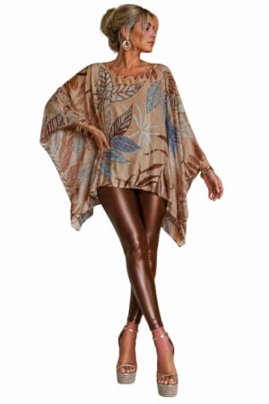 Bluze sezon cald - Bluza tip poncho din satin cu imprimeu  floral