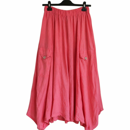 Set din in  compus din bluza si fusta asimetrica roz aprins [1]