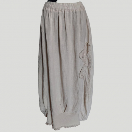 Fusta Lunga din In cu Model Floare din Macrame si Paiete tip Gogosar [5]