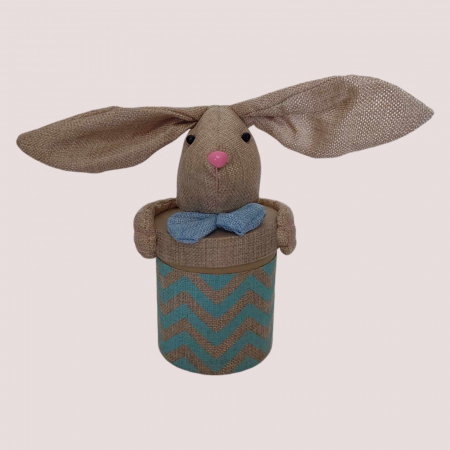 Cutii bijuterii - cutie in forma de iepure su material de in