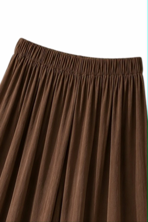 Pantaloni din bumbac maro tip turcesc  cu buzunare si elastic in talie [3]