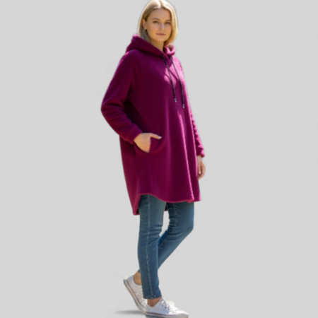 Rochie mov asimetrica   din vascoza tip hanorac pentru marime mare [1]