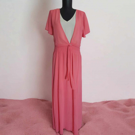 Rochii lycra & poliester & voal - rochie-de-vara-lunga-din-voal-cu-bolero-cusut