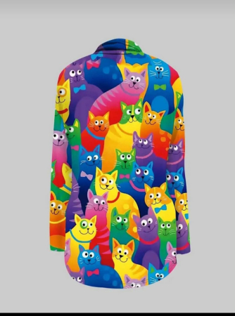 Blaizer colorat cu maneca lunga si imprimeu pisici [3]