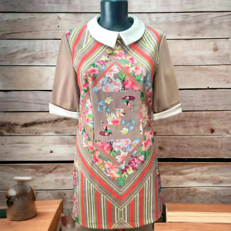 Rochii lycra & poliester & voal - rochie colorata cu guleras