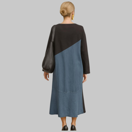 Rochie din bumbac negru si material denim [1]