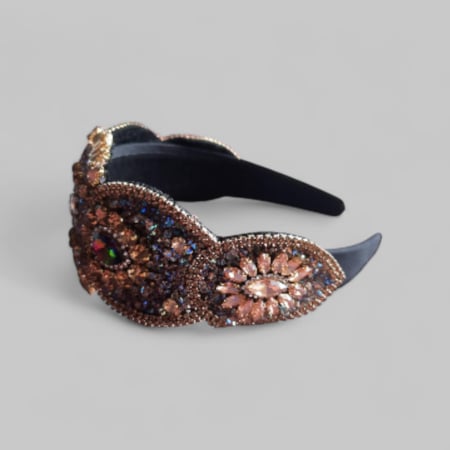 Bentite - Bentita din Catifea Eleganta Lata din Pietre si Strasuri Colorate