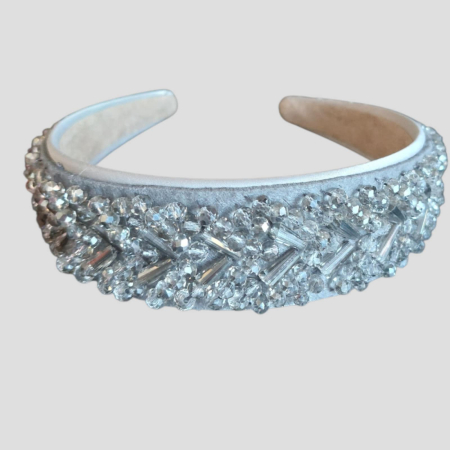 Bentita din Pietre Tip Cristal Argintii pe Suport Tare [2]