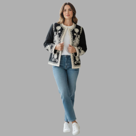 Blazer din bumbac  pentru primavara/toamna cu margelute cusute [3]