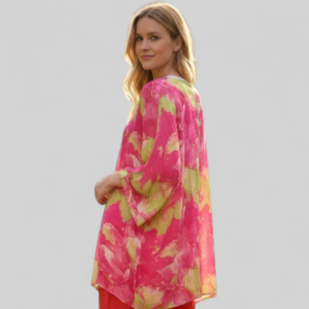 Bluza din Matase cu Imprimeu Inflorat si Maiou cu Bretele pe Interior [1]