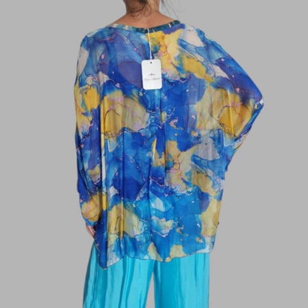 Bluza din Matase cu Imprimeu Inflorat si Maiou cu Bretele pe Interior [4]