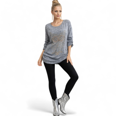 Bluza cu bufnita din tinte aurii si maneci lungi [1]