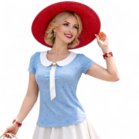 Bluze sezon cald - bluza de vara cu decolteu rotund