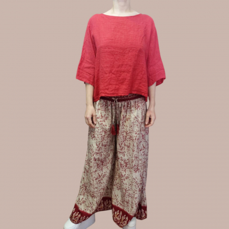 Bluze sezon cald - bluza de vara din in cu nasturi pe fata