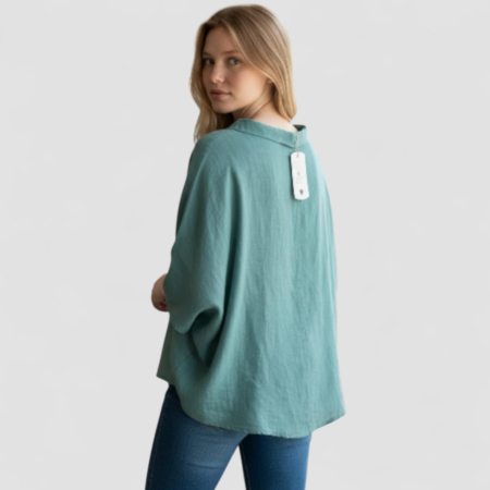 Bluza din In Tip Fluture cu Floare din Material Cusuta [2]