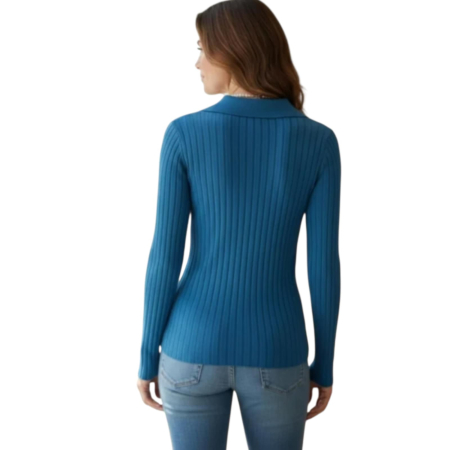 Bluza din tricot cu guler tip camasa cu maneca lunga [1]