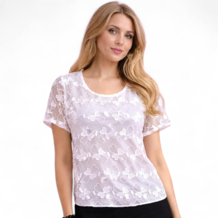 Bluze sezon cald - bluza din voal cu trandafiri