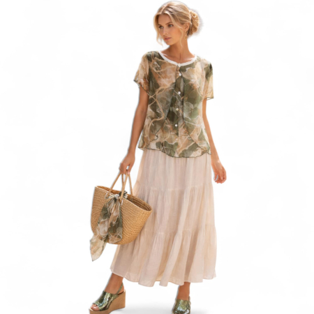 Bluza din Voal Tip Camasa cu Volan Suplimentar pe Fata [1]