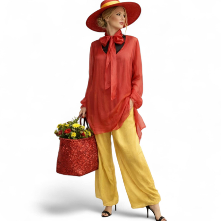 Bluze matase - Bluza lunga din matase cu dublura din vascoza pe interior