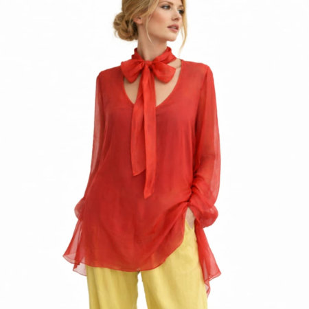 Bluza lunga din matase cu dublura din vascoza pe interior [1]