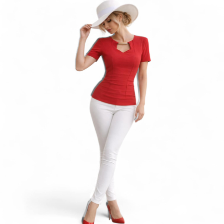 bluza-rosie-de-vara-cu-accesoriu-metalic-la-gat [2]