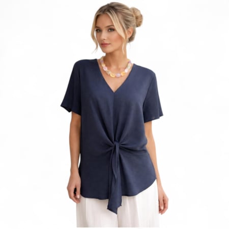 Promotii sezon cald - Bluza Stransa in Fata cu Decolteu Anchior