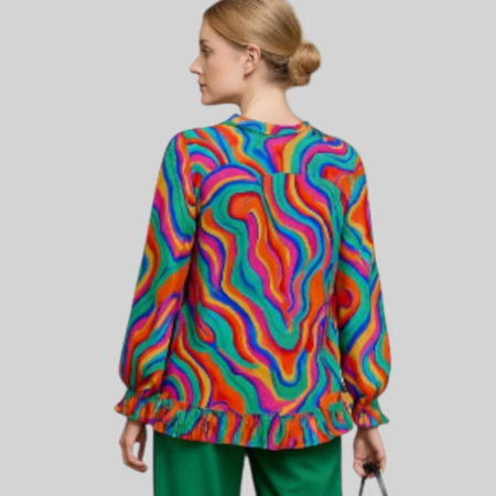 Bluza tip tunica cu imprimeu psihedelic si volanase [1]