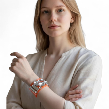 Gablonturi - brtara lata din plastic cu pietre argintii