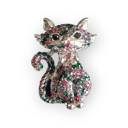 Multe  chestii pisicoase - brosa in forma de pisica din zamac