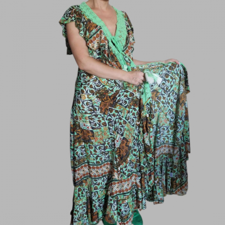 Caftan Asimetric din Matase cu Dantela si Macrame [2]