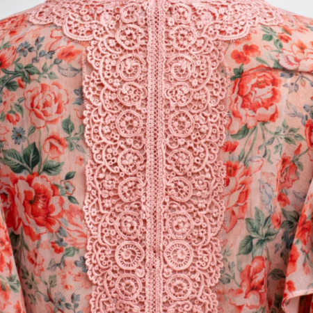 Caftan Asimetric din Matase cu Dantela si Macrame [3]