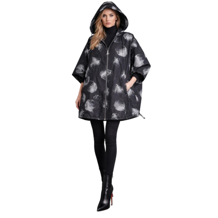 Cardigan din fas cu maneca pana la cot si gluga [1]