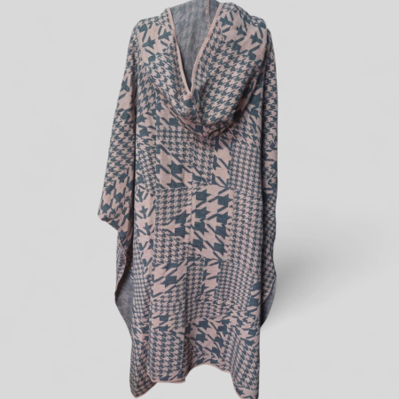 Cardigan gros tip poncho cu gluga generoasa in doua culori [1]