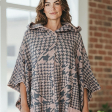 Cardigan gros tip poncho cu gluga generoasa in doua culori [2]