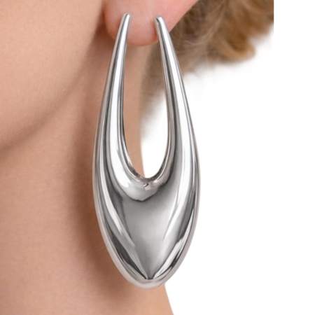Cercei argintii statement cu design modern tip picatura in forma alungita [1]