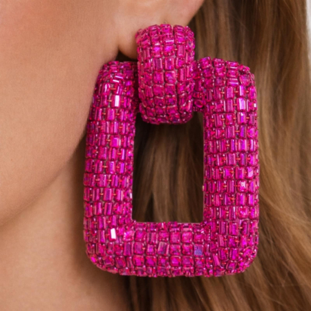 Cercei statement ciclam din margele fine cu finisaj stralucitor [1]