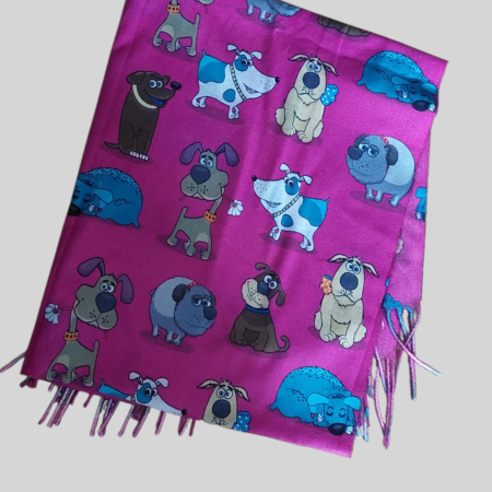 Esarfe/Saluri - esarfa cu desene din casmir cu desene rase de catei