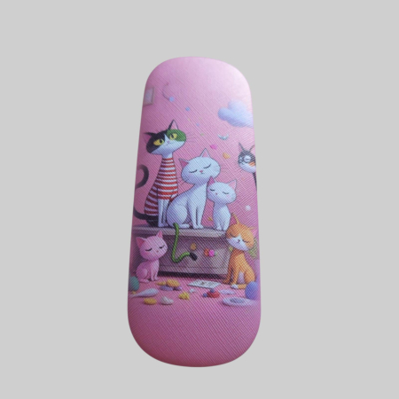 Etui pentru ochelari  din piele sintetica durabila cu desen familie pisici scumpe [1]