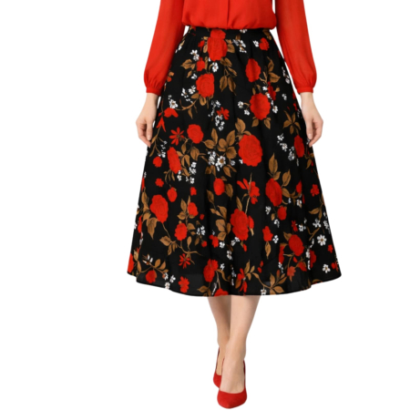 Fuste bumbac - Fusta din Bumbac Lunga din Bumbac cu Imprimeu Floral