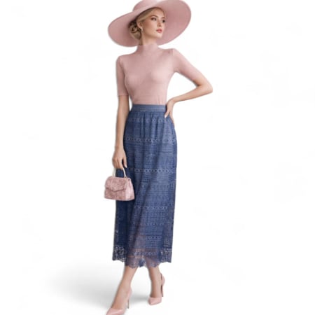 Promotii sezon cald - Fusta din  dantela  cu banda elastica in talie