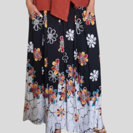 Fusta Lunga pe Fnd Negru cu Imprimeu Floral [1]