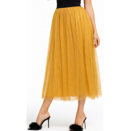 Fusta Lunga din Tulle cu Banda Elastica in Talie [3]