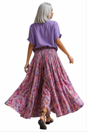 Fusta pantalon ampla din matase indiana cu brau [2]