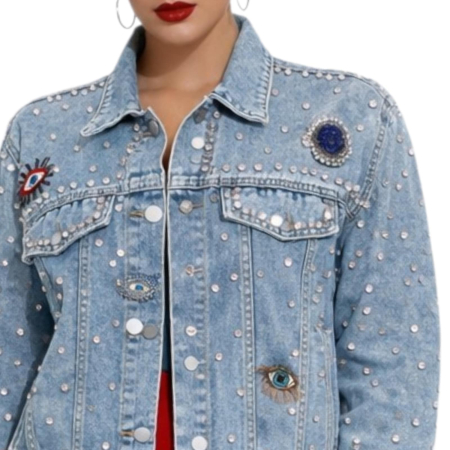 Geaca Blugi cu Strasuri Margele si Pietre [2]